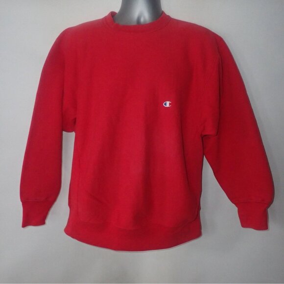 Vintage 1990's Champion Reverse Weave Sweatshirt Made in USA Size XL Warm Up Red - Picture 1 of 7